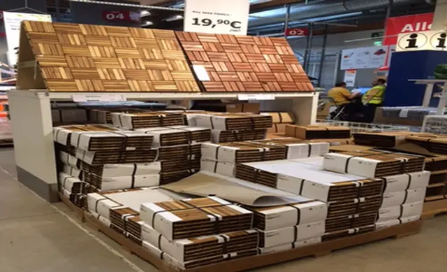 Retail display of deck tiles